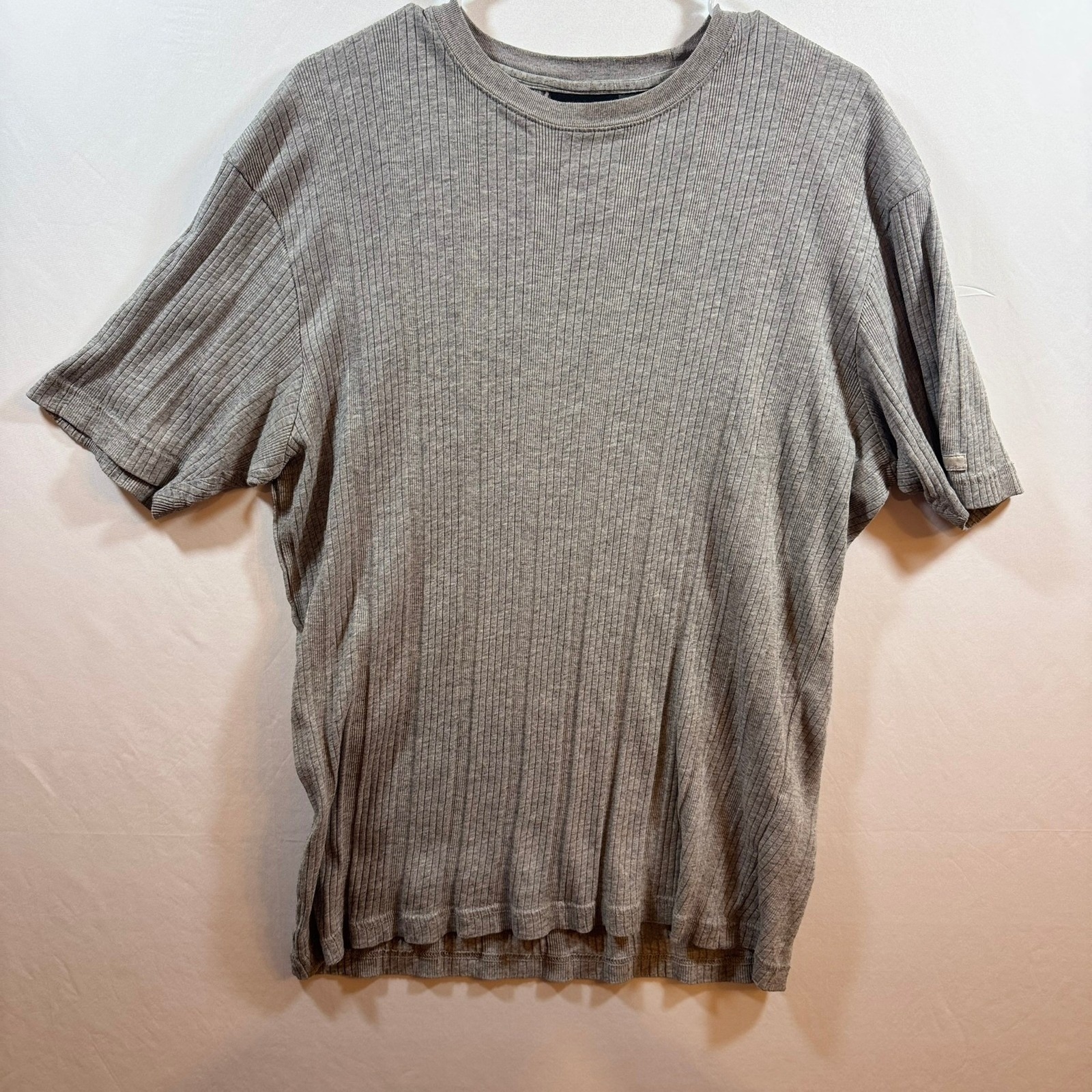 Dkny Jeans Mens Grey Ribbed Short Sleeve Crew Neck T-Shirt Size Xl